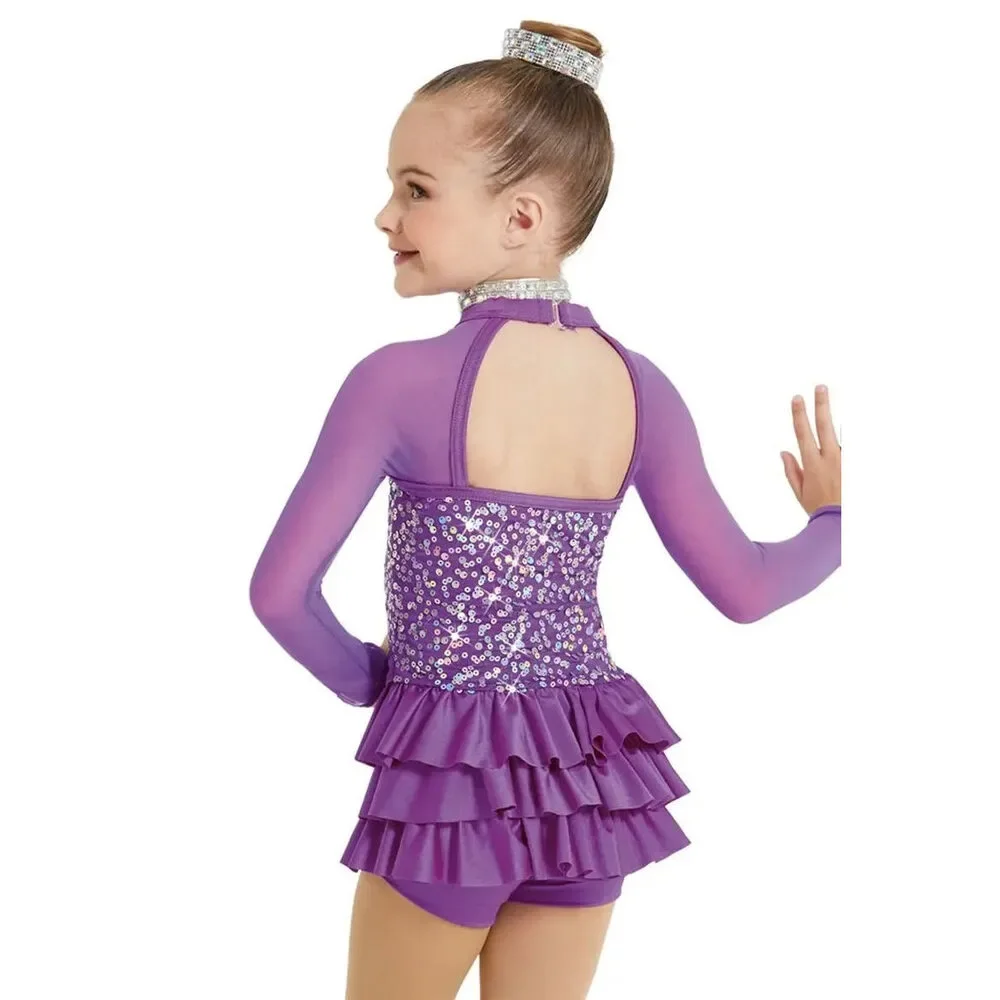 Pre-Owned Dance Costume Weissman 12055 Small Child Red Ruffles Jazz Tap Sequins